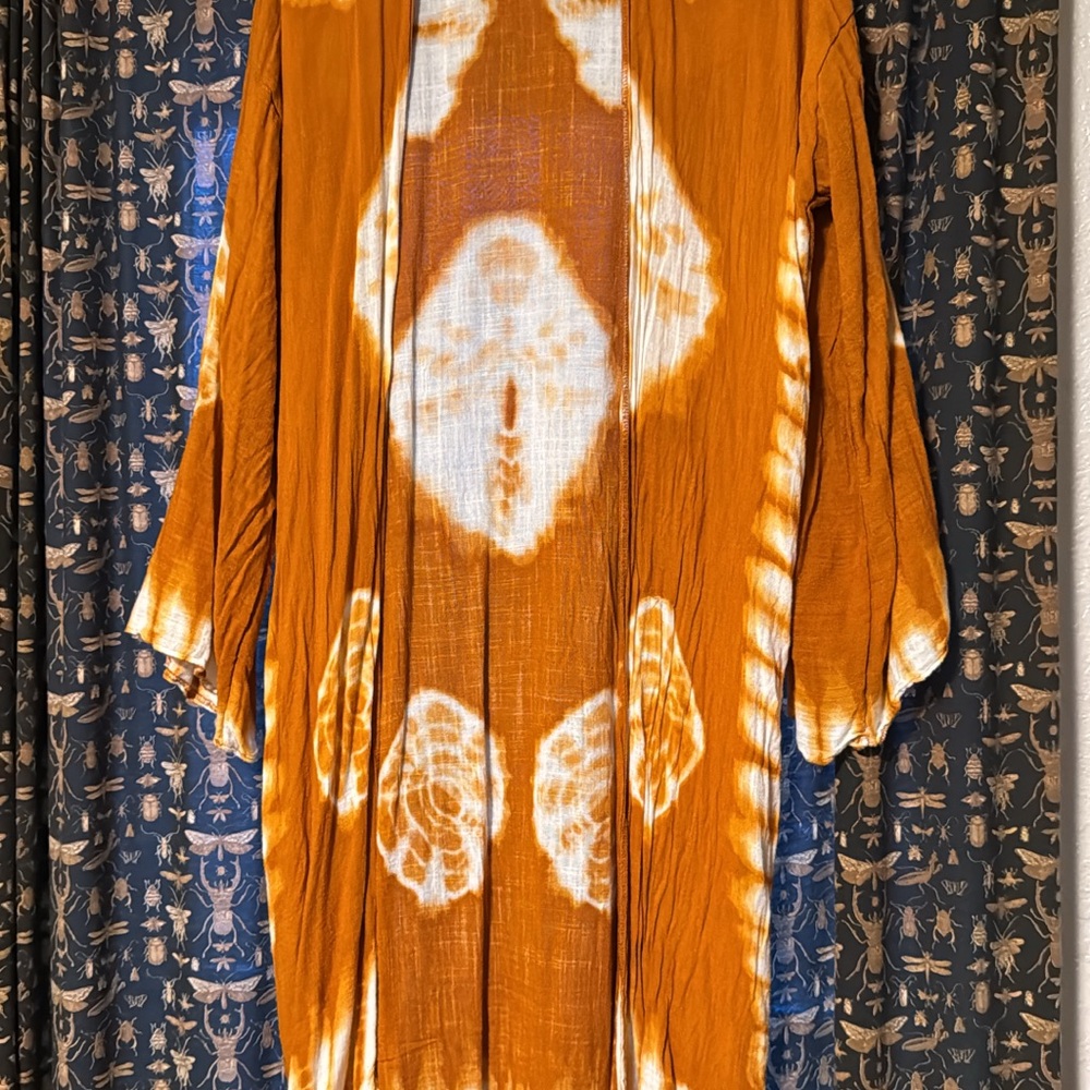 Bohemian Orange Tie-Dye Kimono